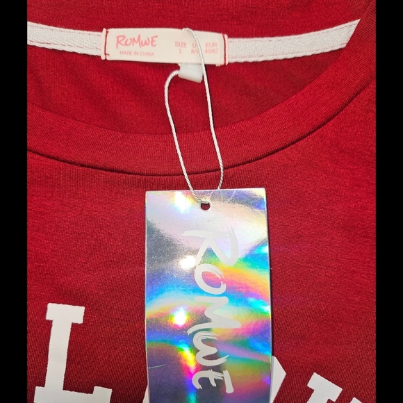 ROMWE Red Crop Top Short Sleeve - Picture 12 of 15